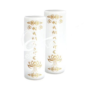 Selenite Gold Engraved Namaste Meditation Charger Cylinder (Pack of 2)