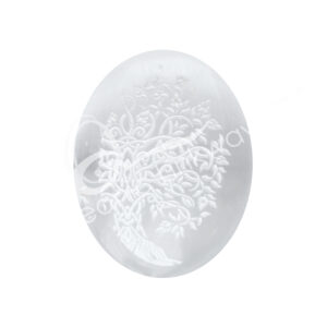 Engraved Tree of Life Selenite Palm Stone