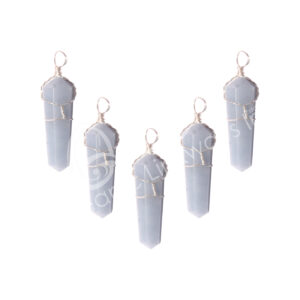 Angelite Wire Wrap Pendant (Pack of 5)