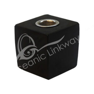 Black Tourmaline Cube-Shaped Mini Candle Holder
