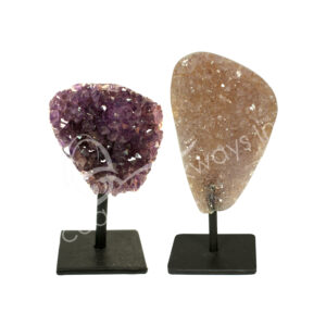 Amethyst AB Cluster on Metal Stand
