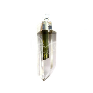 Polished Quartz with Black Tourmaline Pendant 1.25-2"