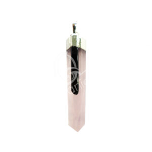 Rose Quartz Polished Point Pendant with Black Tourmaline Accent