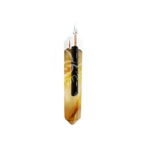 Golden Healer Quartz Polished Point Pendant with Black Tourmaline Accent