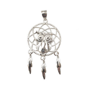 Owl Dreamcatcher Sterling Silver Pendant