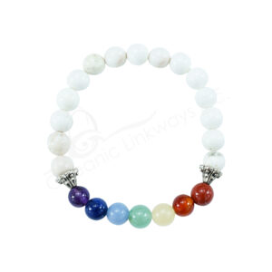 BRACELET - CHAKRA & WHITE HOWLITE (8-8.5 MM) 7.15-7.25"