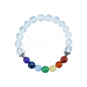 BRACELET - CHAKRA & CRYSTAL QUARTZ (8-8.5 MM) 7.15-7.25"