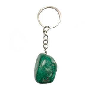 KEYCHAIN - TUMBLED STONE CHRYSOCOLLA 3-3.5"L