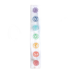 CHARGER PLAQUE - SELENITE CHAKRA WITH COLORS 10"L X 1.5"W