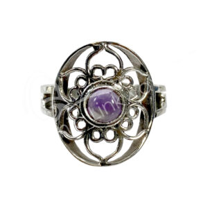 STERLING SILVER - RING, ADJUSTABLE LOTUS AMETHYST