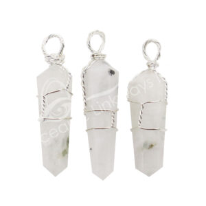 Rainbow Moonstone Wire Wrap Pendant (Pack of 5)