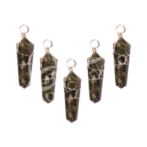 Green Opal Wire Wrap Pendant (Pack of 5)
