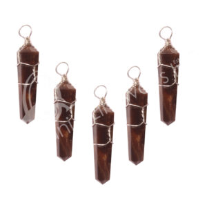 Candy Aragonite Wire Wrap Pendant 1.5"
