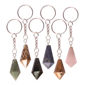 Keychain Polished Faceted Mixed Stones Point