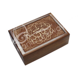 Acacia Wood Laser Engraved OM Lotus Box