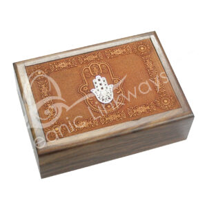 Acacia Wood Laser Engraved Hand of Fatima Box