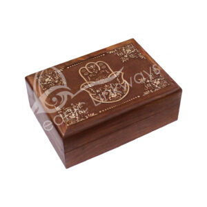 Acacia Wood Laser Engraved Hand of Fatima Box