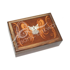 Acacia Wood Laser Engraved Guardian Angle Box