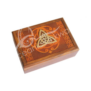 Acacia Wood Laser Engraved Triquetra Box with Charm Triquetra