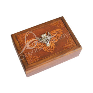 Acacia Wood Laser Engraved Owl Box With Owl Charm