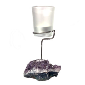Amethyst Druse Tealight Holder with Stand for Glass Votive