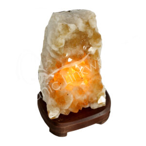 Citrine Druse Lamp on Wood Base No Cord