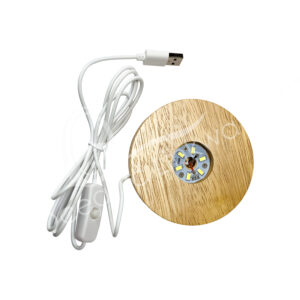 Wooden LED Light Base with USB and Rainbow Color Lighting