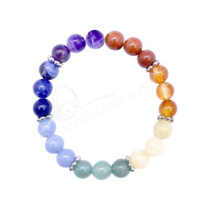 BRACELET - CHAKRA WITH FLOWER SPACERS (8-8.5 MM) 7.15-7.25"