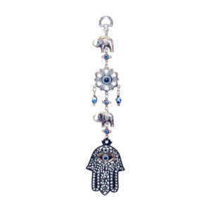 Hand of Fatima with Elephants and flower Evil Eye Hanging