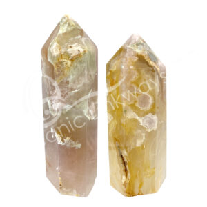 Polished Cherry Blossom Agate Obelisk