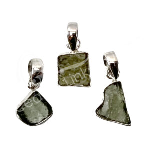 STERLING SILVER - PENDANT MOLDAVITE NATURAL 25-40 MM L