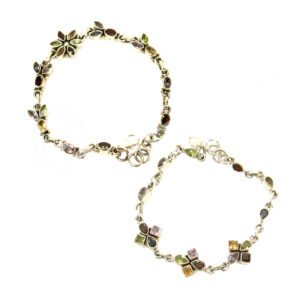 (CLOSE OUT) STERLING SILVER - BRACELET WITH FACETED STONES MIXED