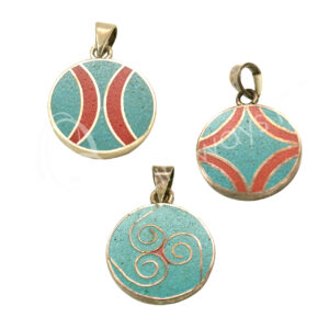 (CLOSE OUT) STERLING SILVER - PENDANT INLAY MIXED DESIGNS