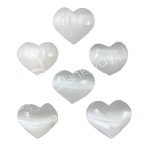 Polished Selenite Puffed Heart Pack of 20