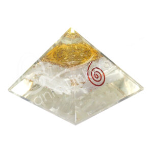 Selenite in Orgone with Copper Spiral & Sri Yantra Pyramid