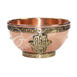 Hand of Fatima Embossed Copper Offering Bowl