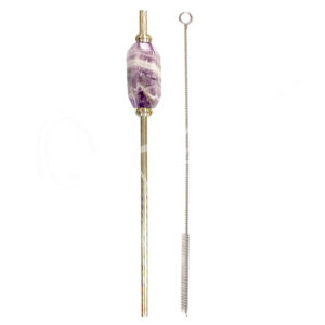 (CLOSE OUT) STAINLESS STEEL STRAW - AMETHYST, CHEVRON 8.5"L