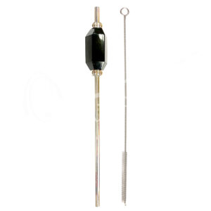 (CLOSE OUT) STAINLESS STEEL STRAW - BLACK TOURMALINE 8.5"L