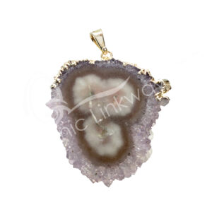 (CLOSE OUT) PENDANT - AMETHYST, STALACTITE SILVER & GOLD FULL PLATED 1.5-2"