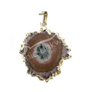 (CLOSE OUT) PENDANT - AMETHYST, STALACTITE SILVER FULL PLATED 1.5"