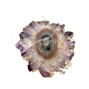 (CLOSE OUT) PENDANT - AMETHYST, STALACTITE SILVER FULL PLATED 2"