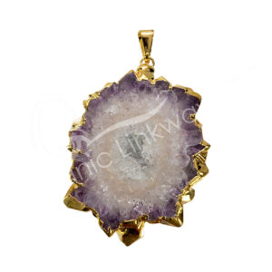 (CLOSE OUT) PENDANT - AMETHYST, STALACTITE GOLD & SILVER FULL PLATED 1.25-1.75"