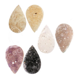 (CLOSE OUT) CABOCHON - AMETHYST A TEAR DRUSE S (PAIR) 1"