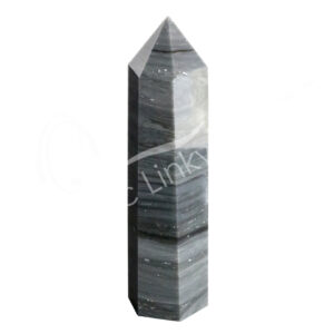 Polished Black Obsidian with Silver Lines Obelisk