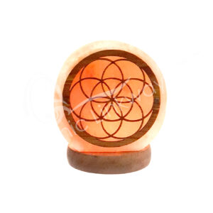 Wood Seed of Life USB Salt Lamp