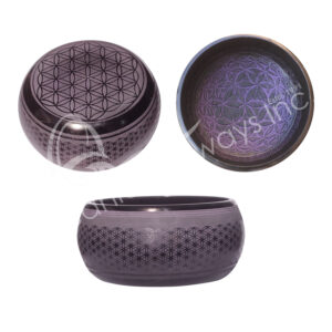 SINGING BOWL - LIGHT WEIGHT ROUNDED PURPLE FLOWER OF LIFE 6-6.5"DIA.