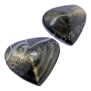 (CLOSE OUT) HEART - OBSIDIAN, GOLDEN SHEEN 2.5-4"