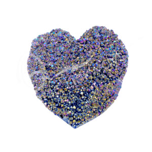 (CLOSE OUT) HEART - CRYSTAL QUARTZ PLATED BLACK RAINBOW WITH DRUSE 2-3"