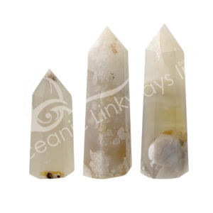 Polished Cherry Blossom Agate Obelisk 6 Sides