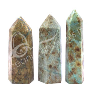 Polished Chinese Chrysocolla Obelisk 6 Sides